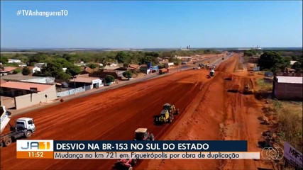 Desvio altera tráfego na BR-153, em Figueirópolis, no Tocantins