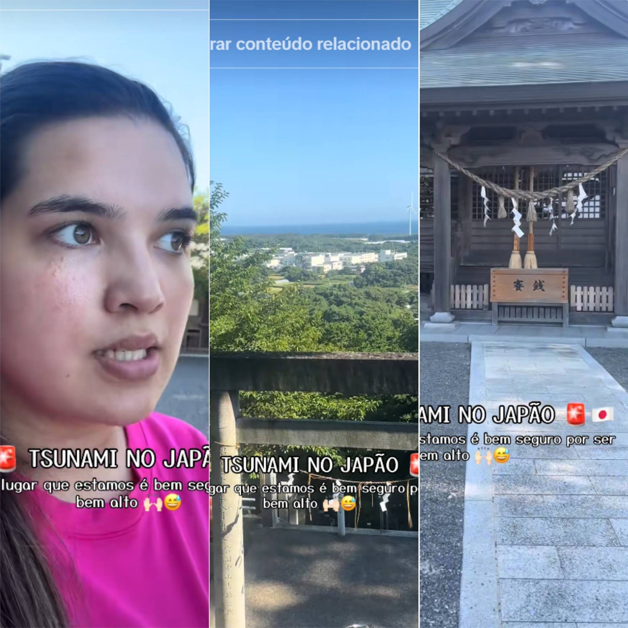 Brasileira no Japão subiu em templo religioso para se proteger durante alerta de tsunami