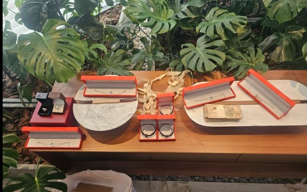 Joias apreendidas durante operação da PF contra Banco Master e BRB — Foto: Reprodução/PF