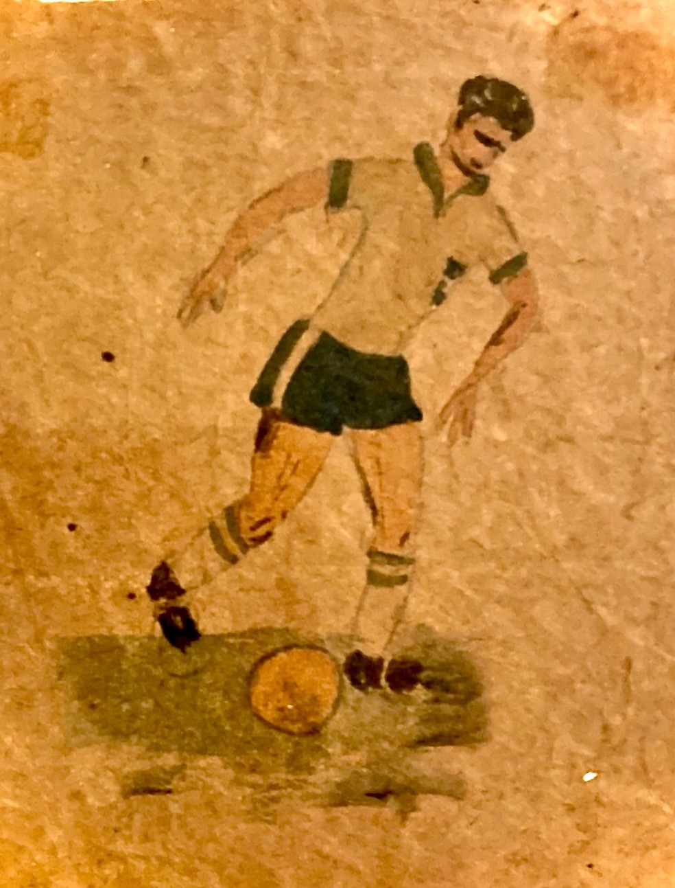 Esboço de Aldy Shclee para o concurso promovido pela Confederação Brasileira de Desportos (CBD) para escolher o novo uniforme da seleção — Foto: Aldyr Schlee/Arquivo pessoal