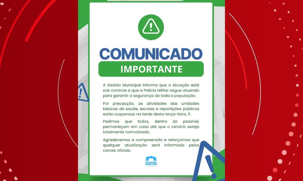 Prefeitura na Bahia suspende serviços públicos e recomenda que cidadãos não saiam de casa após tiroteio entre facções criminosas — Foto: Reprodução/Redes sociais