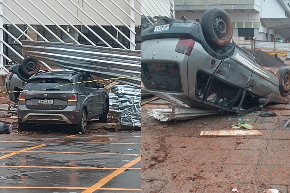 Colisão causa capotamento de veículo na região central de Campo Grande 