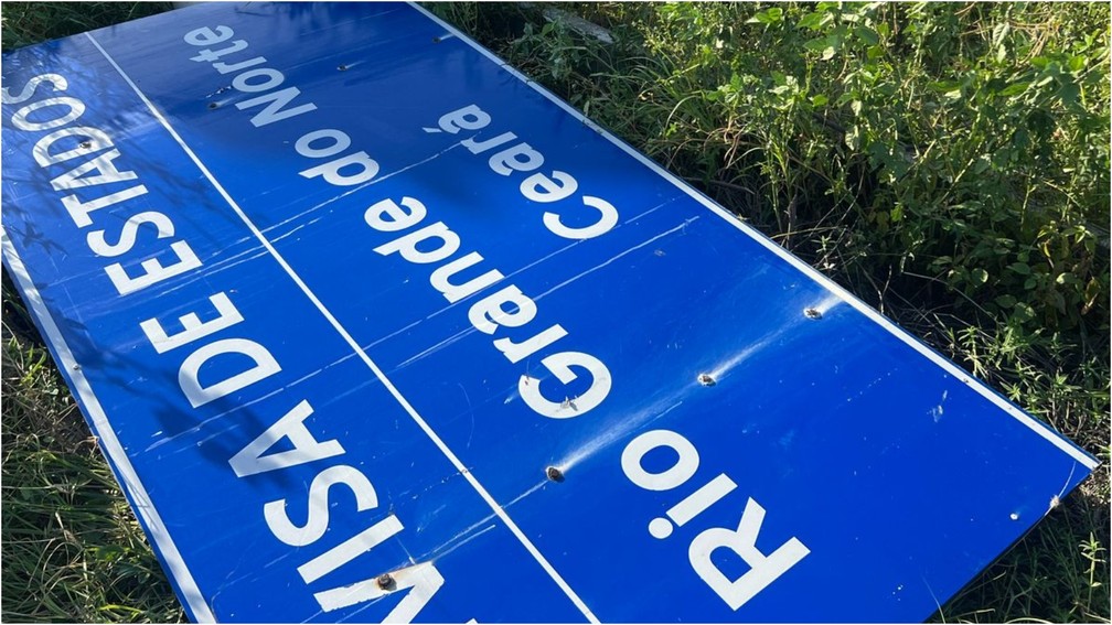 Como retirada de placa reacendeu disputa entre cidades do Ceará e Rio Grande do Norte — Foto: Reprodução
