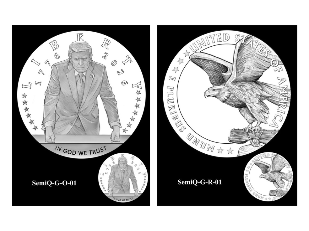 Moeda de Trump aprovada para as comemorações de 250 anos dos EUA — Foto: Casa da Moeda dos EUA