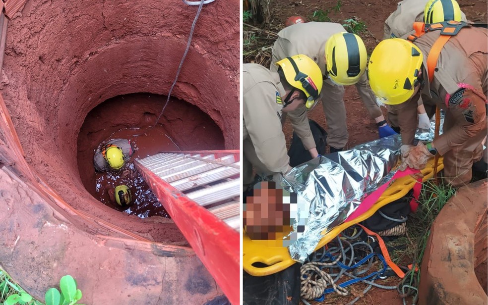 Bombeiros resgatam idoso em cisterna de Quirin�polis � Foto: Divulga��o/Bombeiros