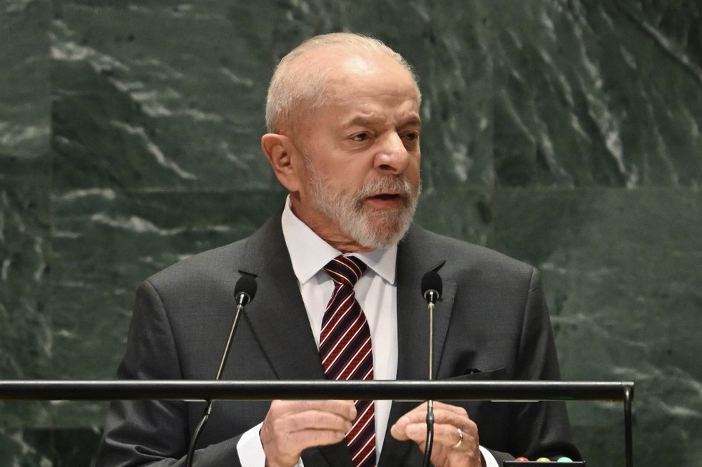 Lula discursa na Cúpula do Futuro da ONU — Foto: ANGELA WEISS / AFP