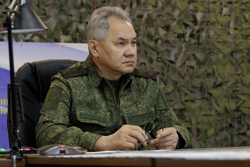 O agora ex-ministro da Defesa da Rússia, Sergei Shoigu, em março de 2023.  — Foto: Ministério da Defesa russo/Reprodução via REUTERS