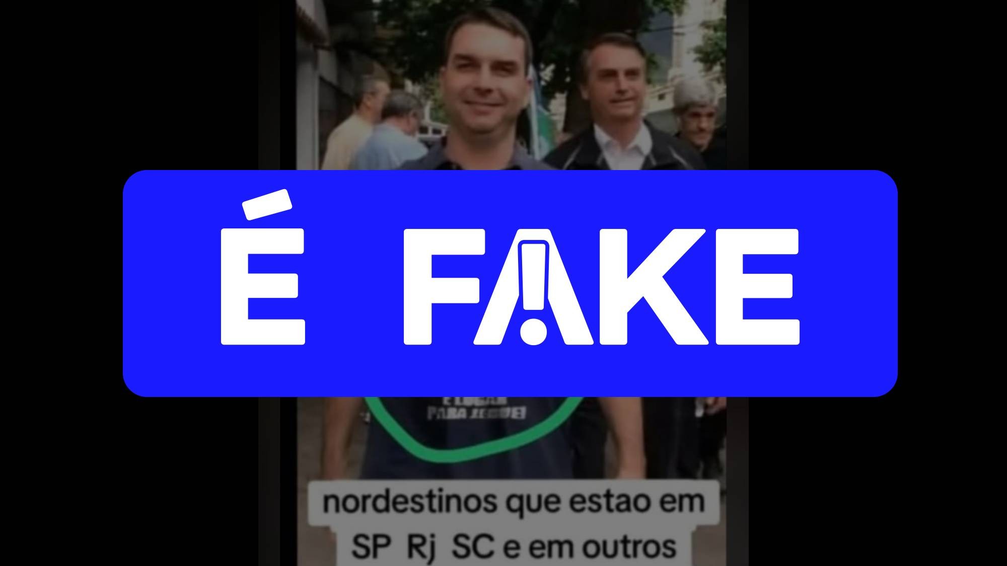 É #FAKE foto de Flávio Bolsonaro usando camisa com ofensas a nordestinos; trata-se de montagem