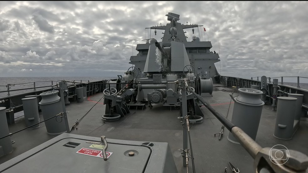 Fragata Tamandaré, o navio de guerra mais moderno da América Latina, vai reforçar a segurança na Amazônia — Foto: Jornal Nacional/ Reprodução