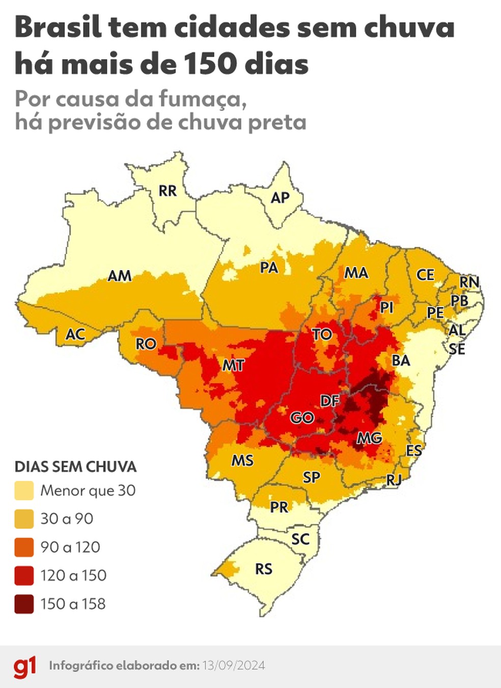 Cidades sem chuva no Brasil — Foto: Arte/g1