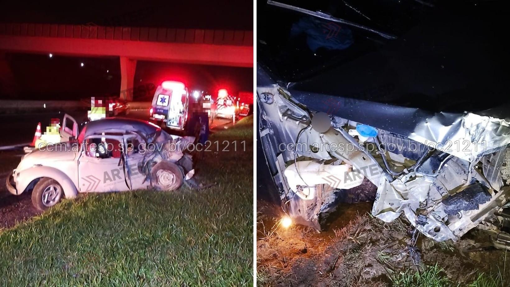Duas pessoas morrem após caminhonete bater na traseira de Fusca na Rodovia Dom Pedro I, em Bom Jesus dos Perdões