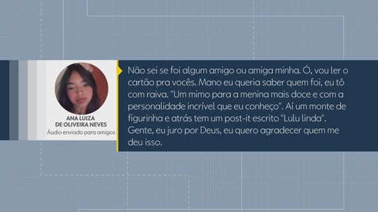 Adolescente que morreu após comer bolo enviou áudio aos amigos agradecendo: 'queria saber quem foi'; VÍDEO