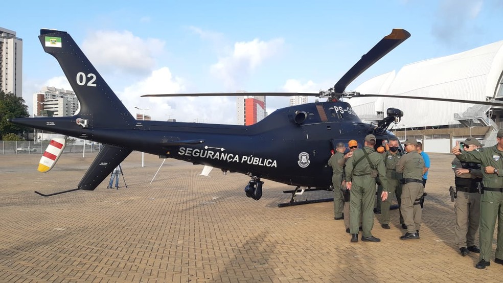 Helicóptero Potiguar 02, entregue nesta quinta-feira (24), em Natal — Foto: Sérgio Henrique Santos/Inter TV Cabugi