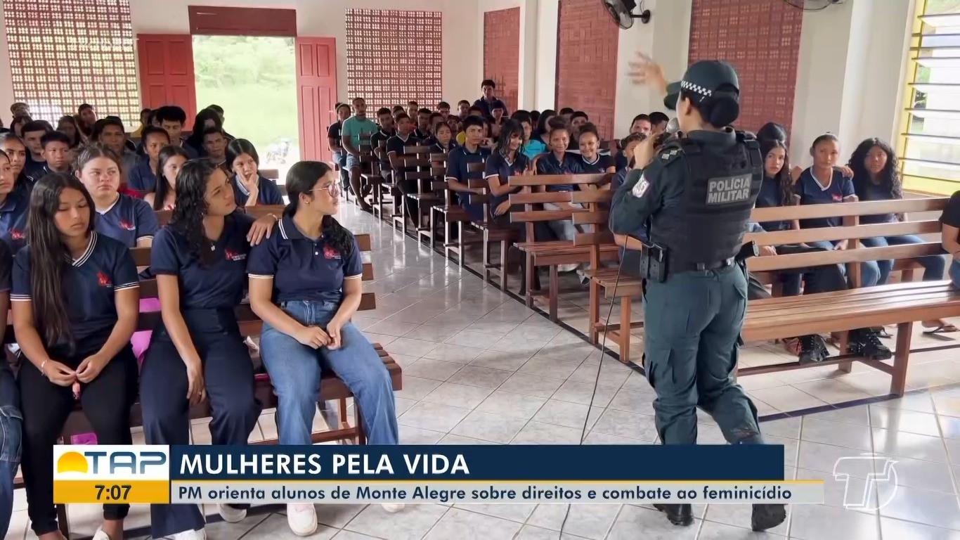 Projeto da PM leva orientação sobre violência contra a mulher a estudantes em Monte Alegre