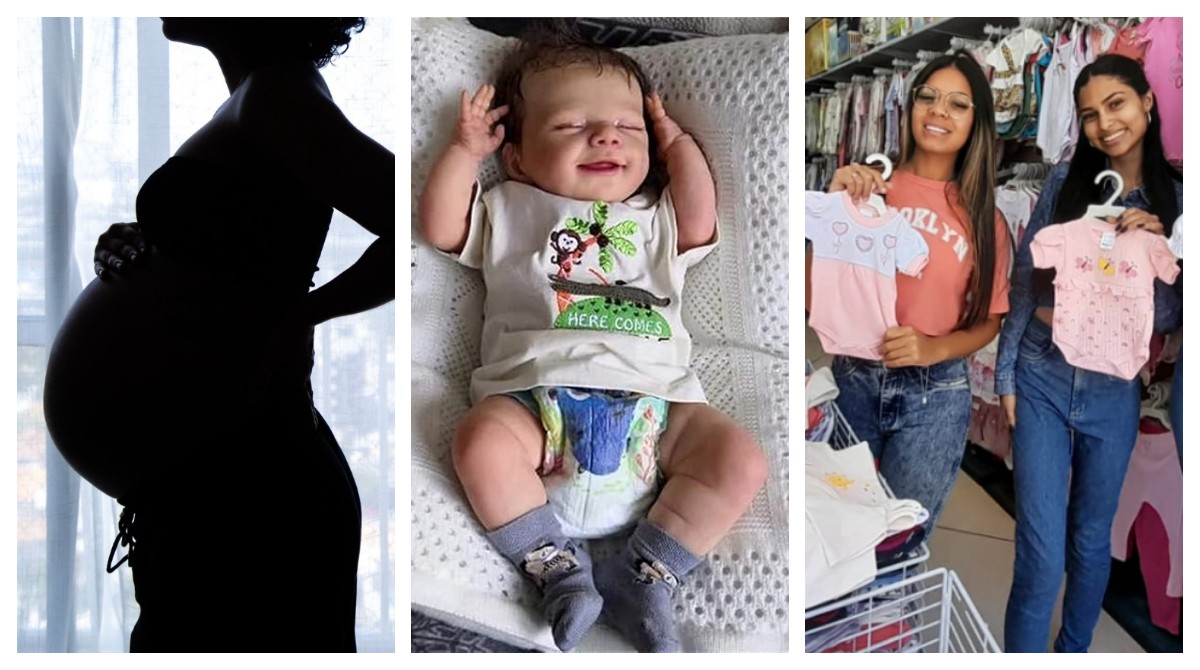 Grávidas enfrentam concorrência de ‘mães’ de bebês reborn na compra de enxovais na Zona Norte de SP: ‘Se chegar tarde na loja, fica sem roupinha’