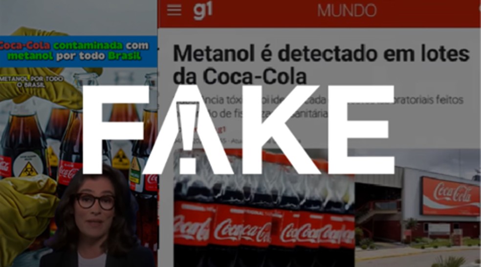 É #FAKE que metanol foi detectado em lotes da Coca-Cola — Foto: Reprodução