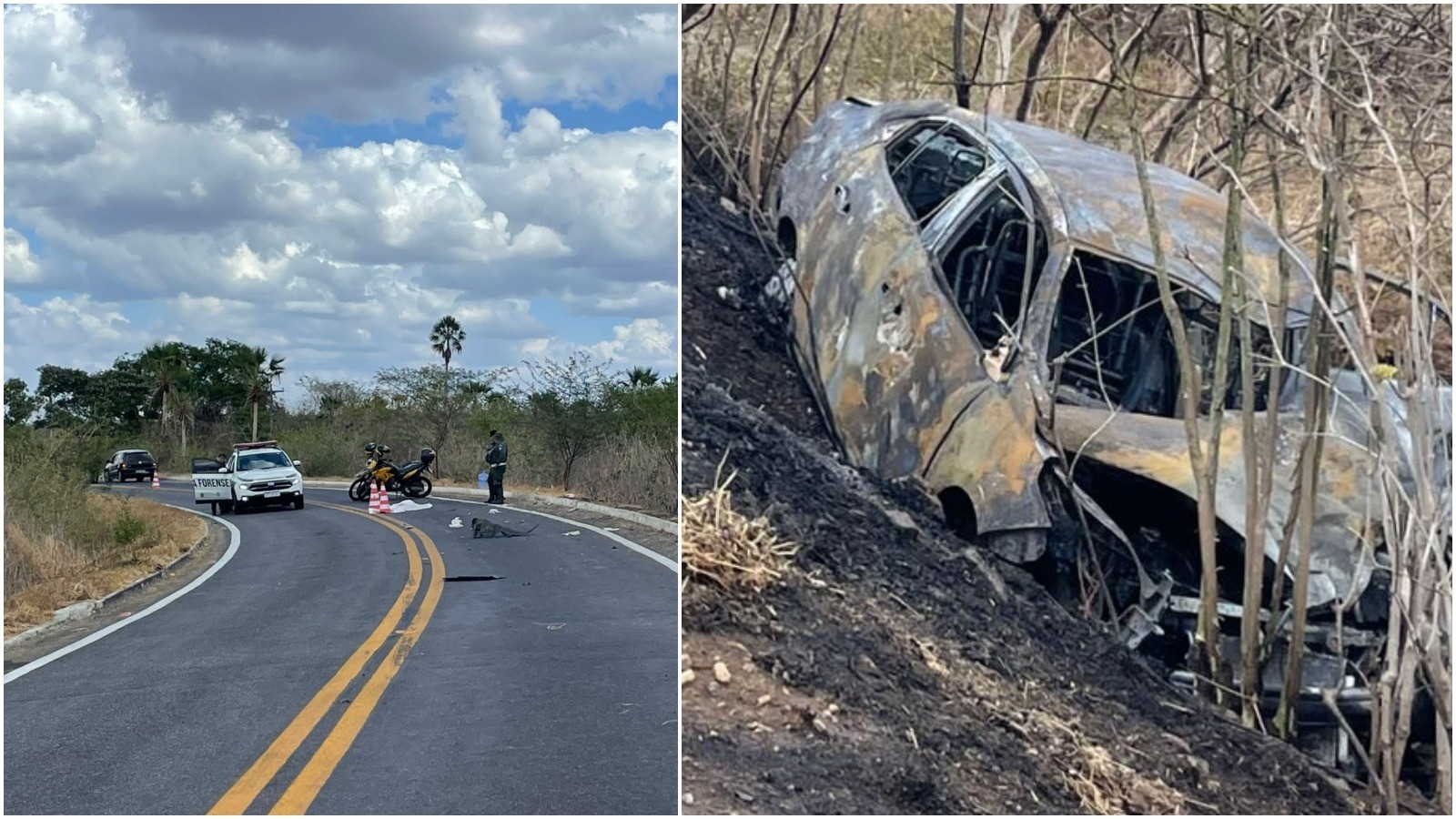Pai, mãe e filha de um ano morrem em colisão entre moto e carro no Ceará