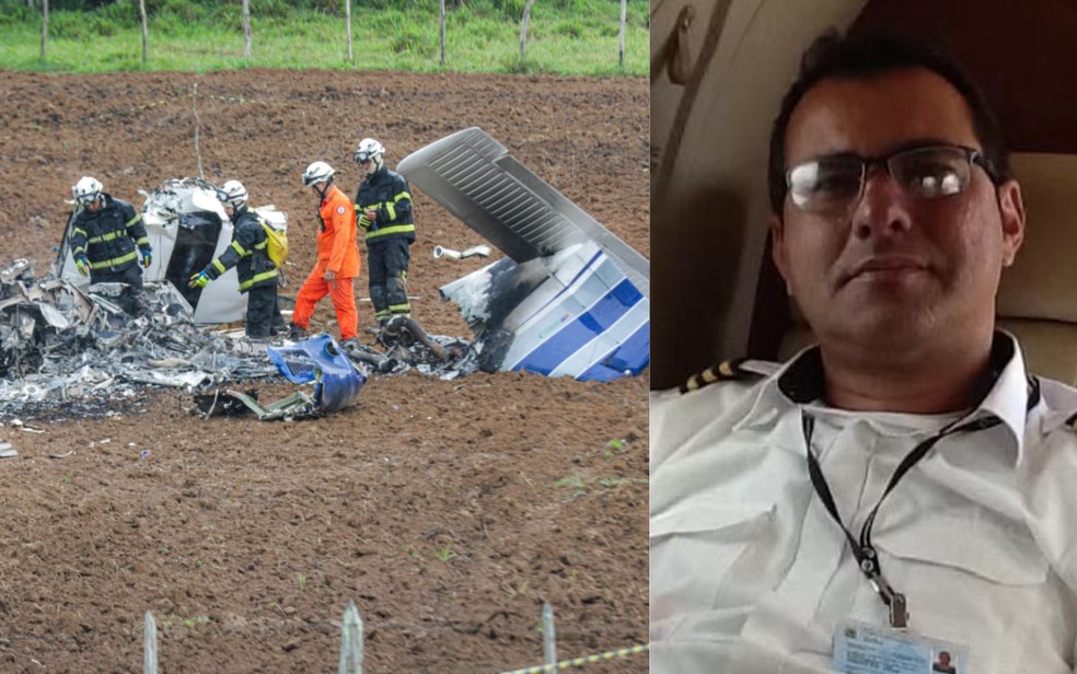 Queda de avião provocou a morte do piloto, Jairo Souza — Foto: Divulgação/Corpo de Bombeiros | Arquivo pessoal | Arte g1