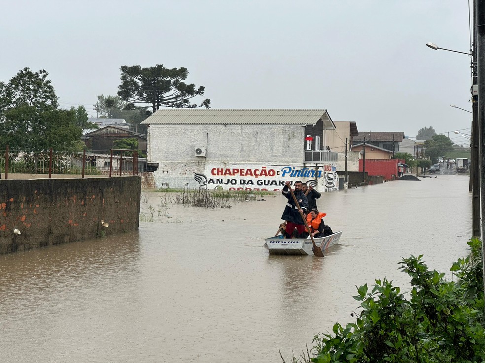 Lages, na Serra de Santa Catarina, no sábado (7) — Foto: Defesa Civil de Santa Catarina/Divulgação