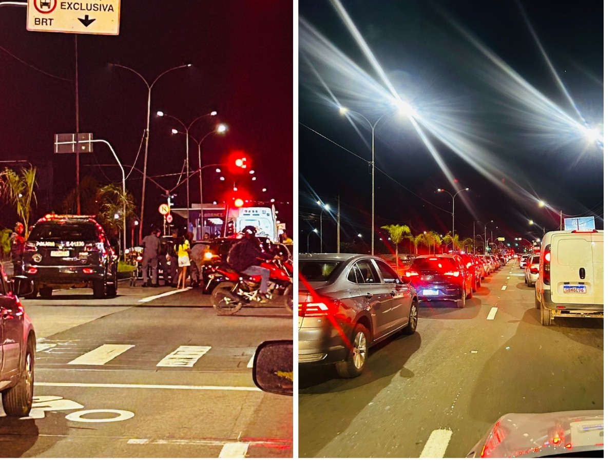 Engavetamento deixa homem ferido e congestiona trânsito na Avenida John Boyd Dunlop, em Campinas