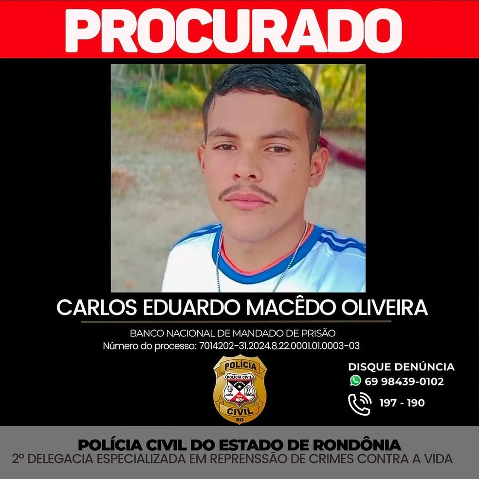 Carlos Eduardo, procurado pela Polícia Civil — Foto: Polícia Civil/Divulgação