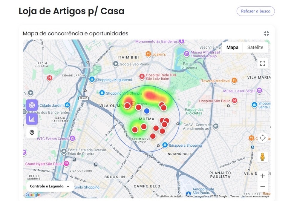 Plataforma gratuita do Google e Sebrae mostra onde há mais chances de sucesso — Foto: Google Cloud
