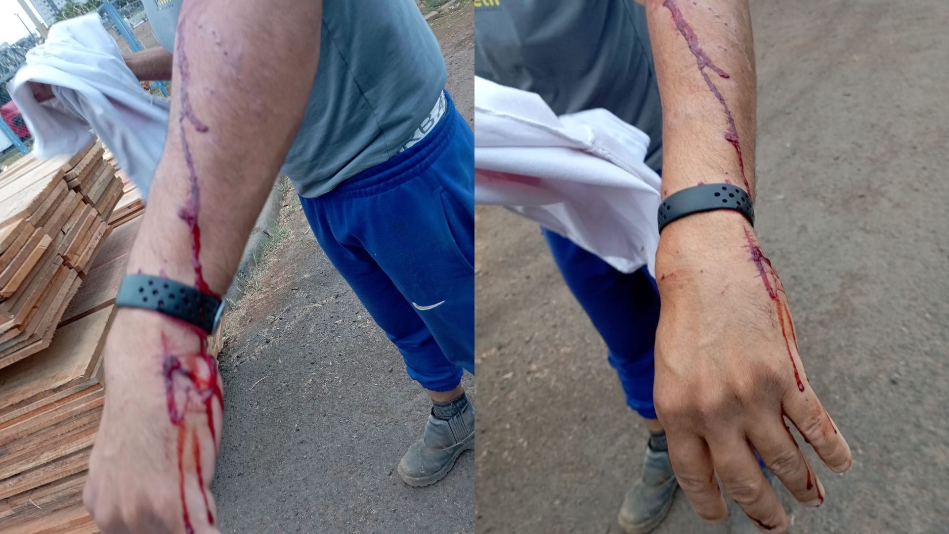 VÍDEO: Trabalhador é atacado por dois pitbulls soltos em rua de Uberlândia