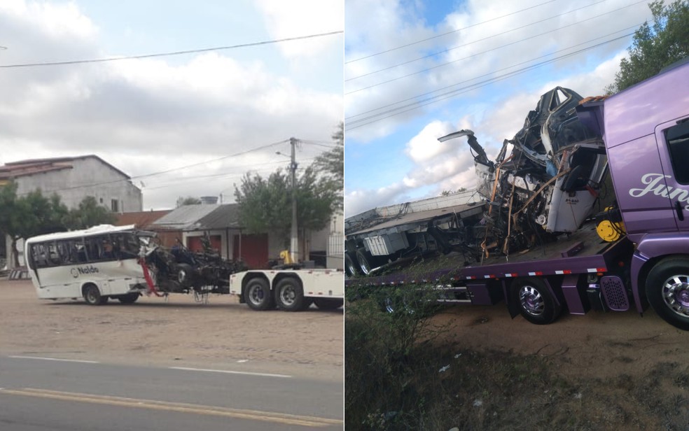Veículos ficaram destruídos após acidente — Foto: Redes sociais