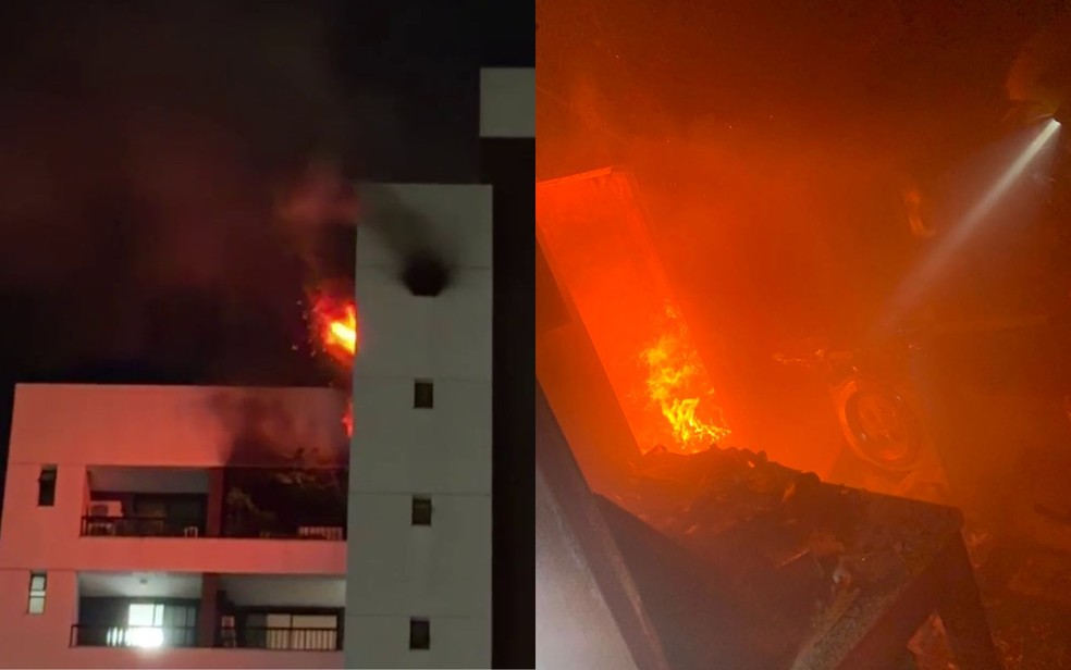 Apartamento pega fogo na Zona Sul de Aracaju — Foto: CMBSE