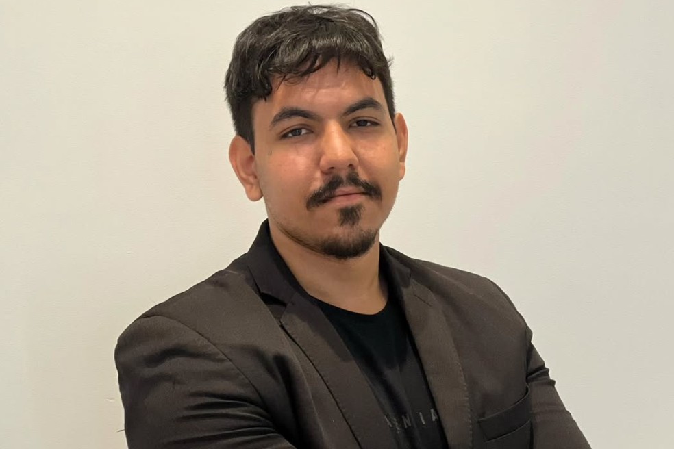 Lucas França foi preso em Sinop (MT), suspeito de assassinar a esposa a facadas. — Foto: Reprodução