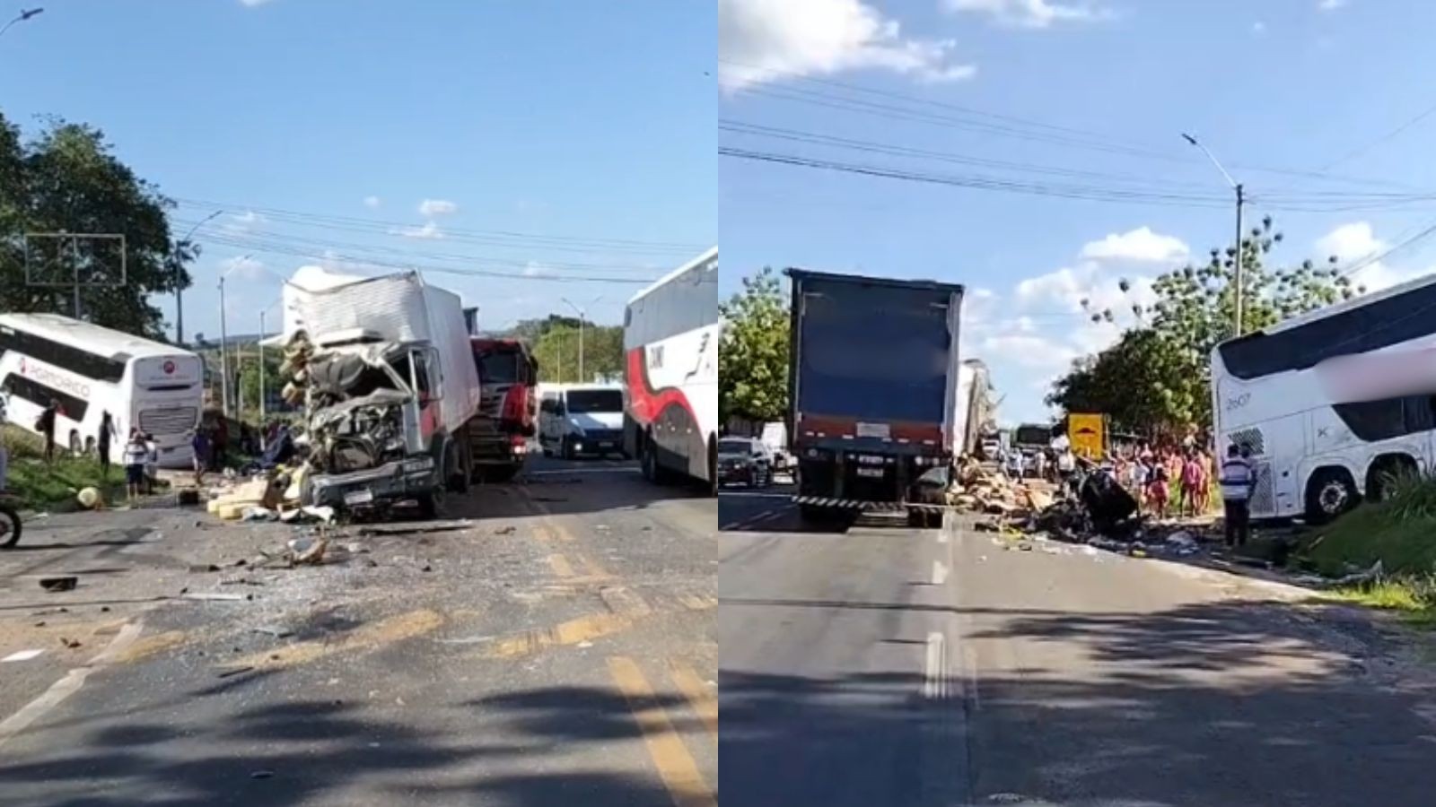 Acidente envolvendo ônibus, caminhão e carreta deixa três feridos no PI