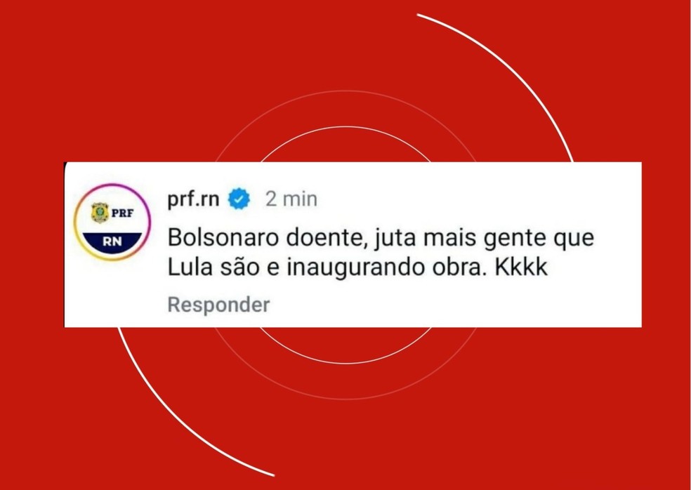 Comentário político sobre Lula e Bolsonaro feito em perfil oficial da PRF no RN — Foto: Reprodução
