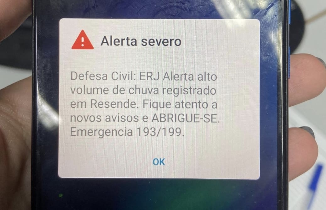 Defesa Civil emite alerta sobre fortes chuvas em Resende