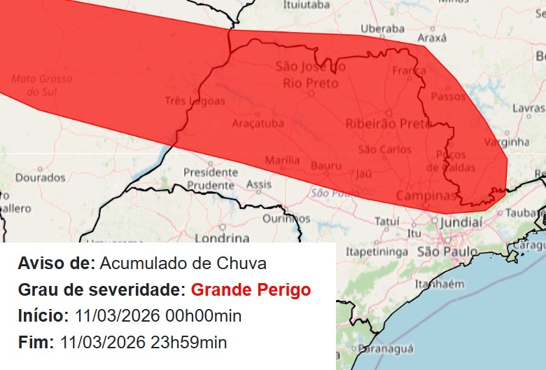 Semana fria e chuvosa? Região de Piracicaba pode ter volumes de 100 milímetros, termômetros em 22ºC e ventos; veja previsão