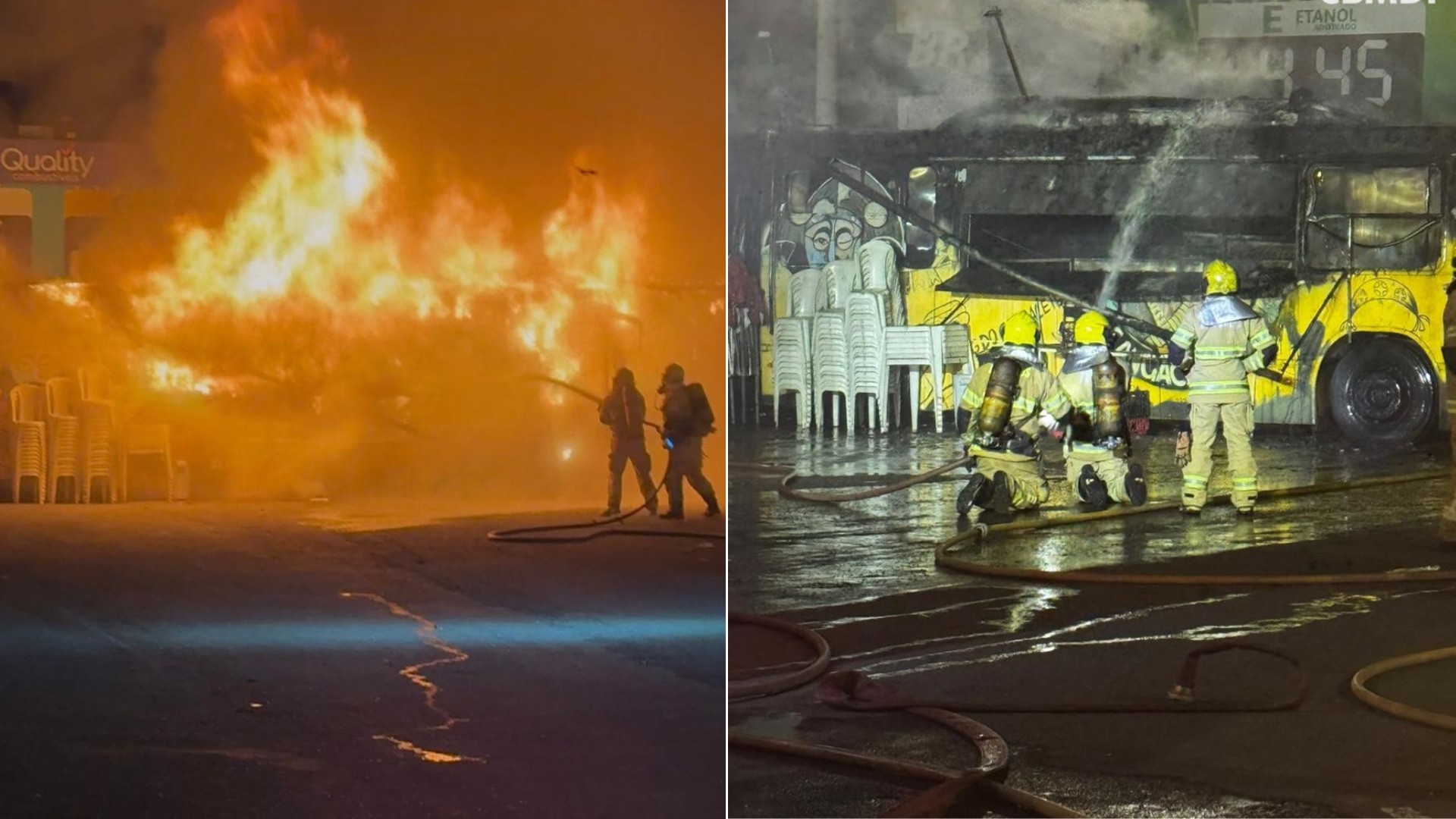 Food truck é tomado pelas chamas em Ceilândia, no DF; uma pessoa fica ferida