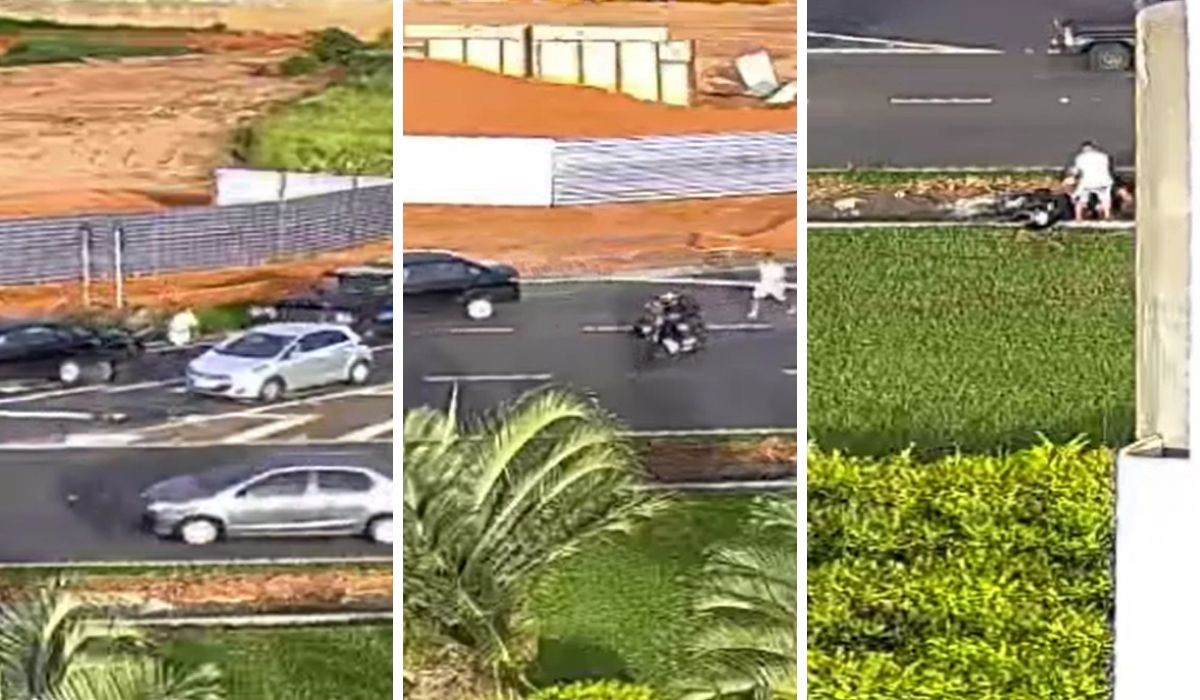 VÍDEO: Dupla tenta roubar moto em rotatória movimentada de Paulínia