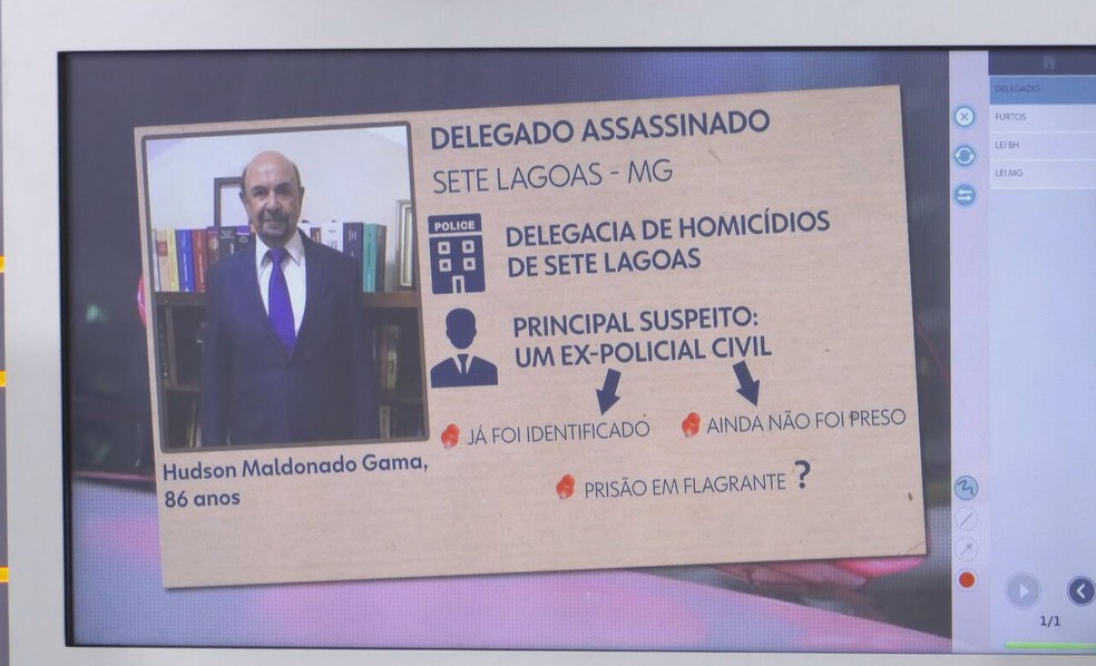 Suspeito de assassinar delegado aposentado em Sete Lagoas. — Foto: Reprodução/TV Globo