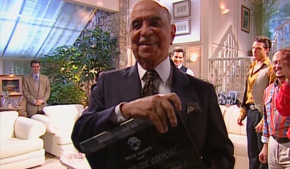 Roberto Marinho durante a inauguração dos Estúdios Globo, o então Projac, em 1995 — Foto: TV Globo