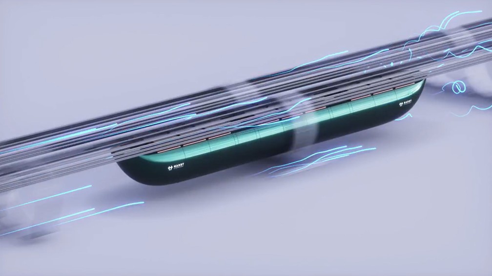 Imagem conceitual do projeto Hyperloop — Foto: Reprodução/TV Globo