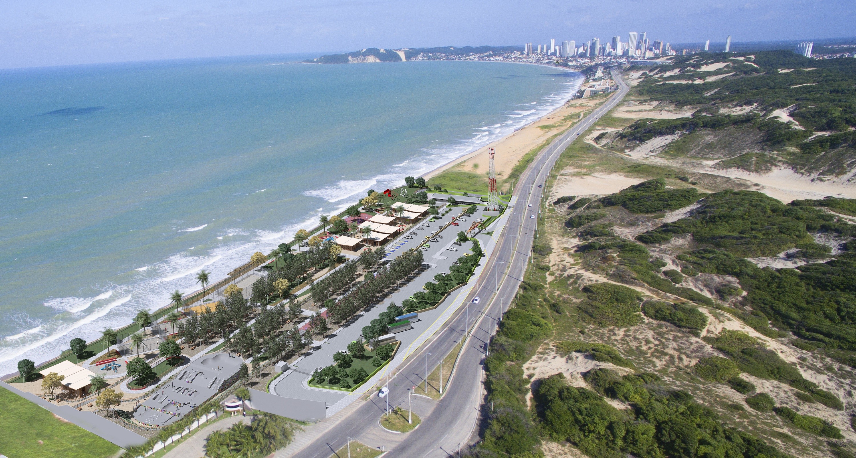 Governo do RN publica aviso de licitação para construção de parque na Via Costeira; veja imagens do projeto