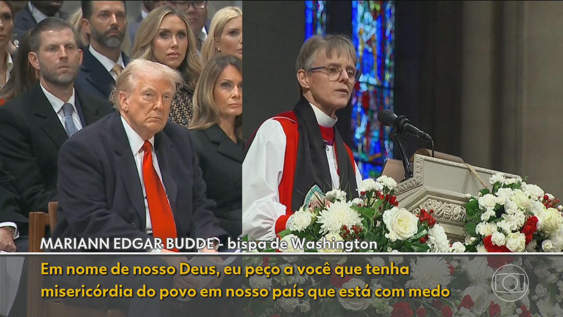 Donald Trump é surpreendido por  apelo de bispa na Catedral de Washington: 'tenha misericórdia do povo'