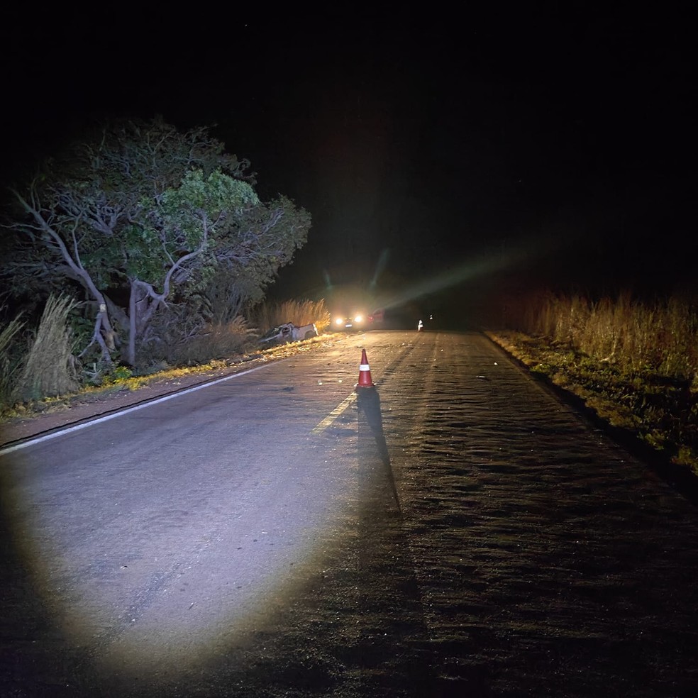 Carro saiu da pista e motorista morreu — Foto: Rede Sociais/Divulgação