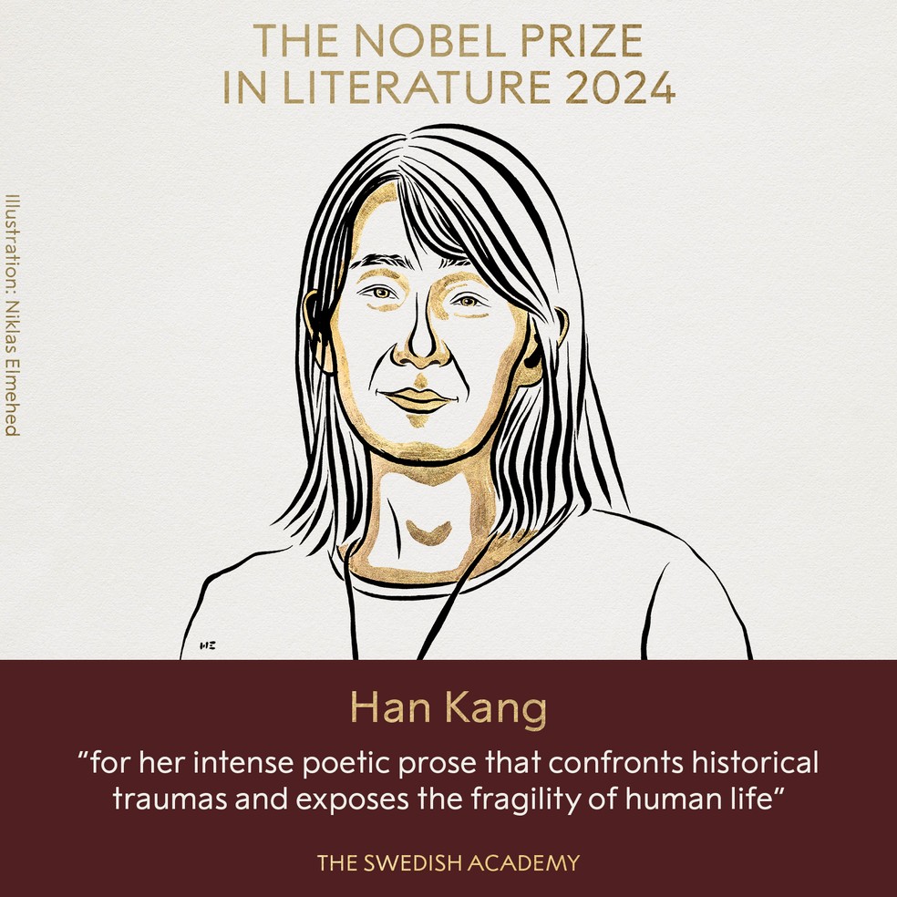 Han Kang vence no Nobel de Literatura 2024 — Foto: Reprodução