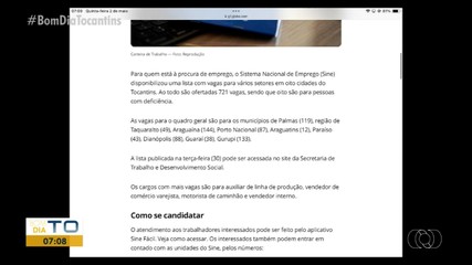 g1 Tocantins: Sine oferta mais de 700 vagas de emprego no estado
