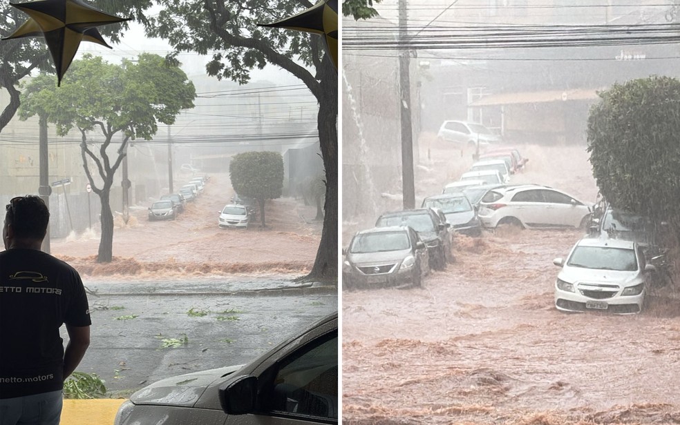 Chuva causa alagamento na Avenida Francisco Junqueira em Ribeirão Preto, SP — Foto: Redes sociais