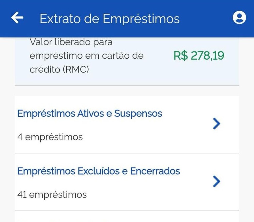 Total de empréstimos ativos em nome de Maria da Glória — Foto: Reprodução