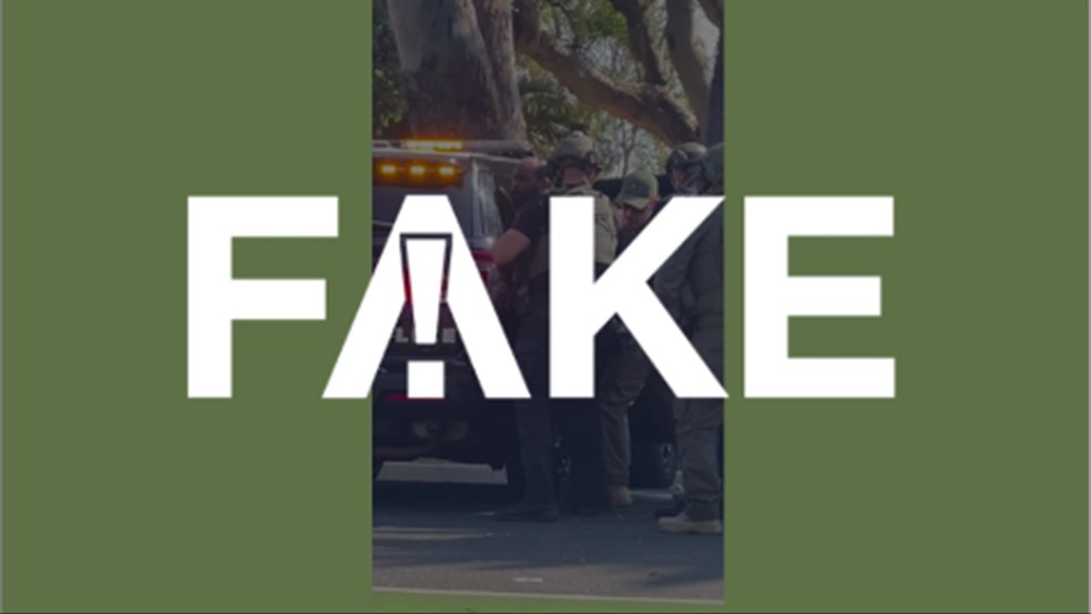 É #FAKE que vídeo mostre prisão do homem que atirou em Charlie Kirk; imagens são de junho — Foto: Reprodução