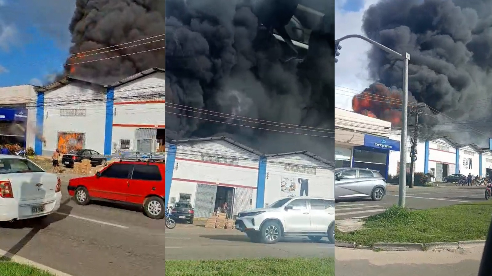 VÍDEO: Incêndio de grandes proporções atinge depósito no Araçagi, em São José de Ribamar