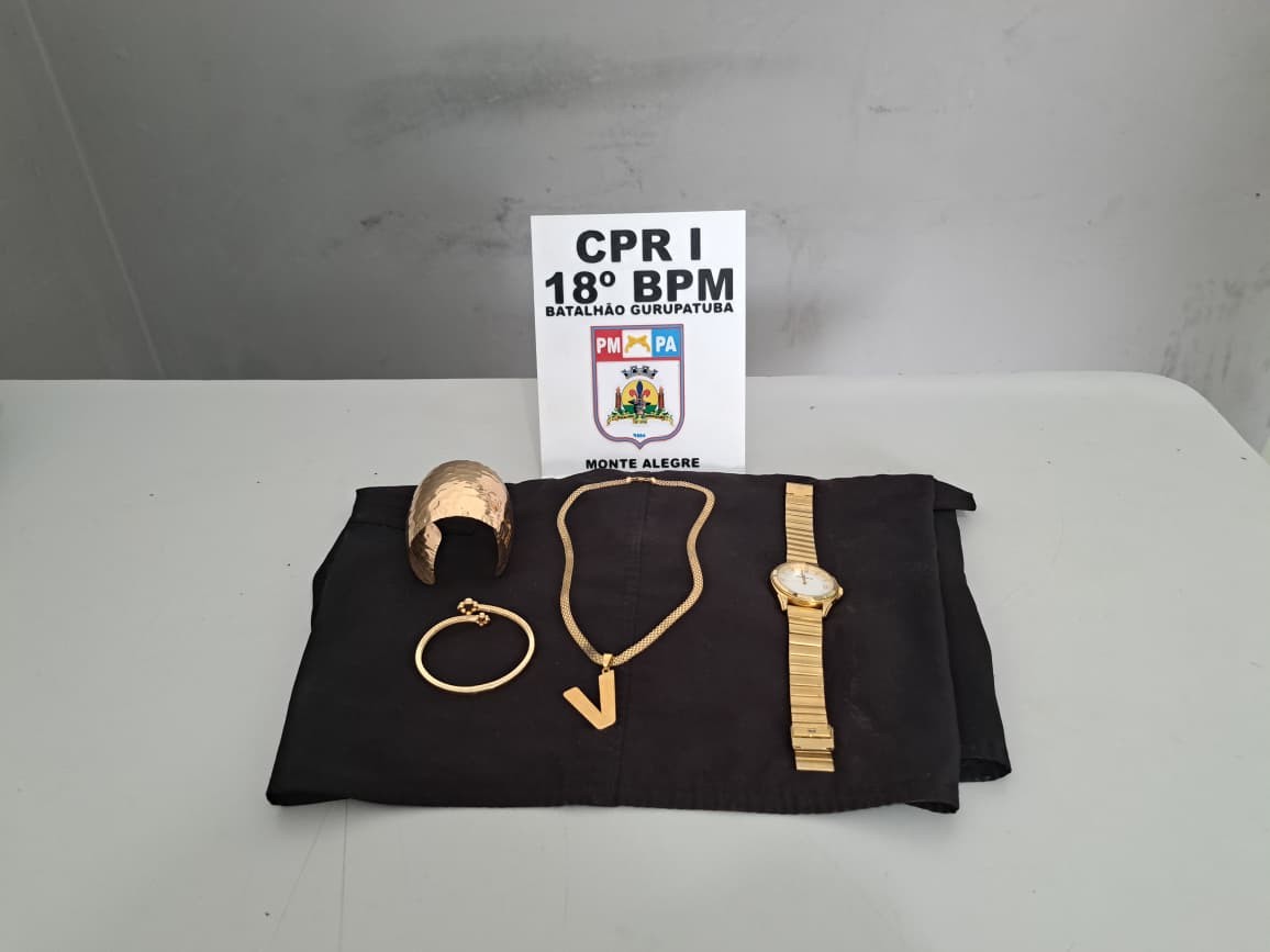 Homem é preso, e joias avaliadas em R$ 15 mil são recuperadas pela PM em Monte Alegre