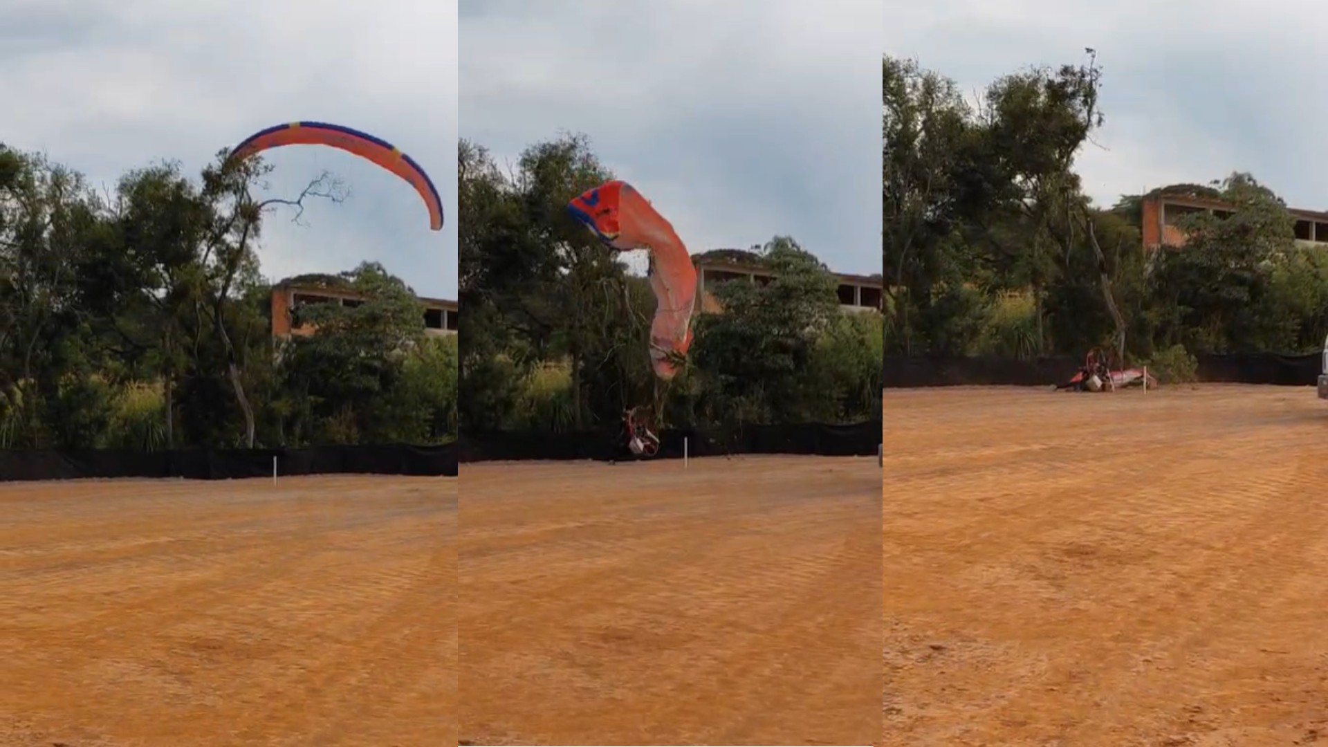 VÍDEO: piloto de paramotor não consegue desviar de árvore e cai em rodovia de Piedade 